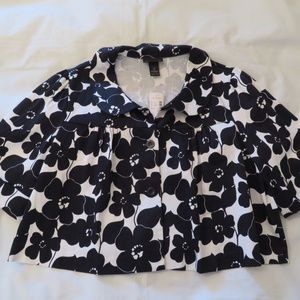 Lane Bryant Black White Floral Crop Blazer Jacket Top NEW Plus Size 22